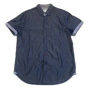 Men's Thread & Cloth Dark Blue Micro-Dot Button-Up Short Sleeve Shirt - Size L/G
